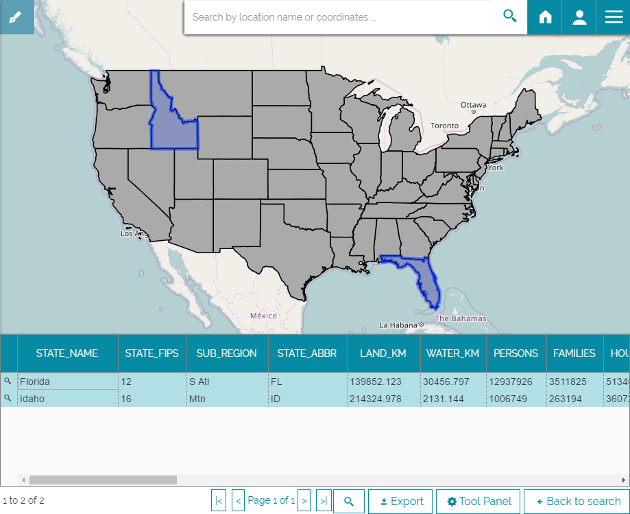 Results of a WFS query