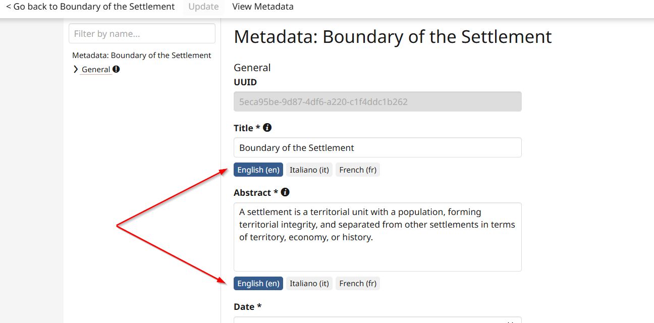 Multilingual metadata editor in GeoNode